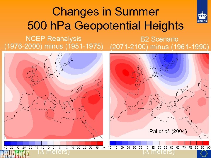 Changes in Summer 500 h. Pa Geopotential Heights NCEP Reanalysis B 2 Scenario (1976