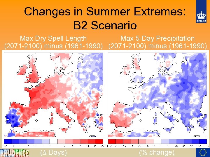 Changes in Summer Extremes: B 2 Scenario Max Dry Spell Length Max 5 -Day