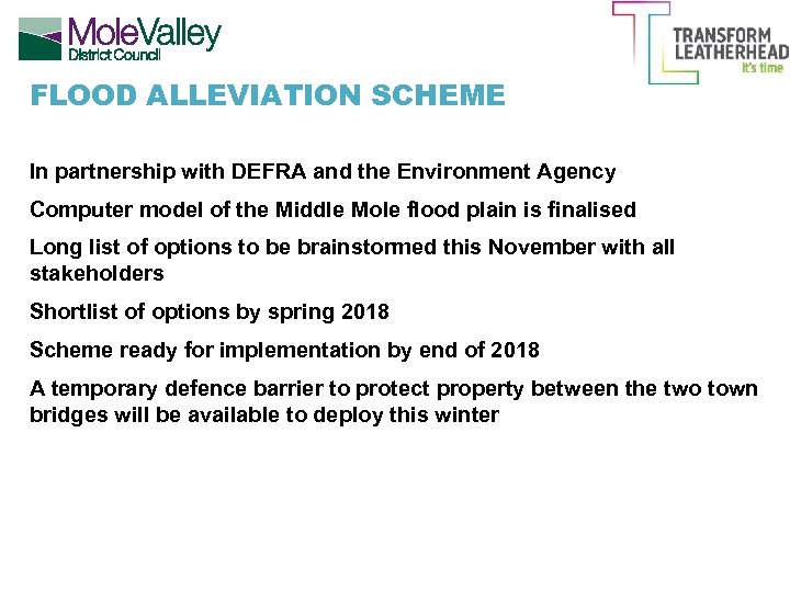FLOOD ALLEVIATION SCHEME In partnership with DEFRA and the Environment Agency Computer model of