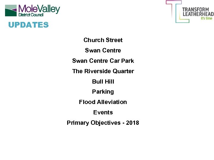 UPDATES Church Street Swan Centre Car Park The Riverside Quarter Bull Hill Parking Flood