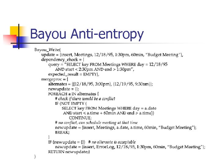 Bayou Anti-entropy 