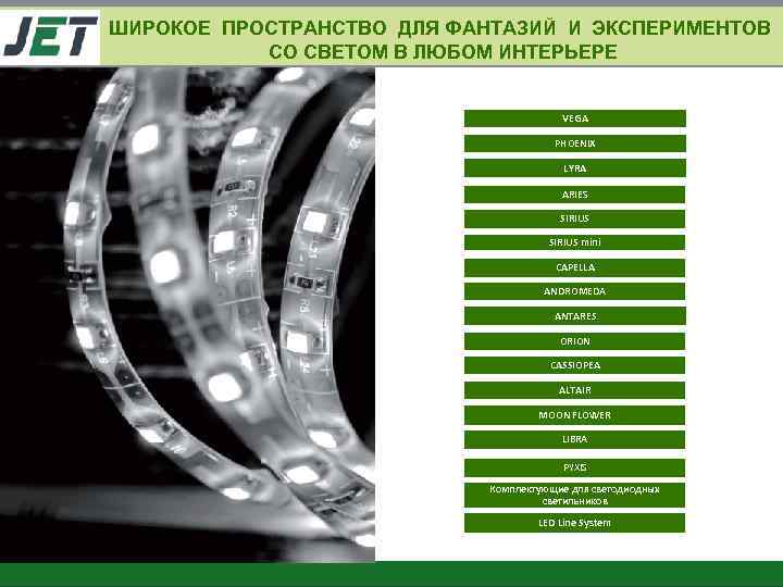 ШИРОКОЕ ПРОСТРАНСТВО ДЛЯ ФАНТАЗИЙ И ЭКСПЕРИМЕНТОВ СО СВЕТОМ В ЛЮБОМ ИНТЕРЬЕРЕ VEGA PHOENIX LYRA