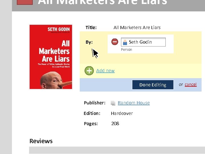 All Marketers Are Liars Title: All Marketers Are Liars Seth Godin By: Person Add
