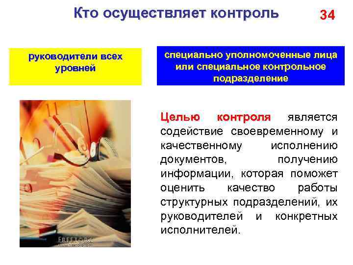 Кто осуществляет контроль руководители всех уровней 34 специально уполномоченные лица или специальное контрольное подразделение