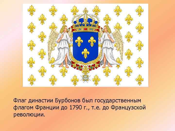 Флаг династии Бурбонов был государственным флагом Франции до 1790 г. , т. е. до