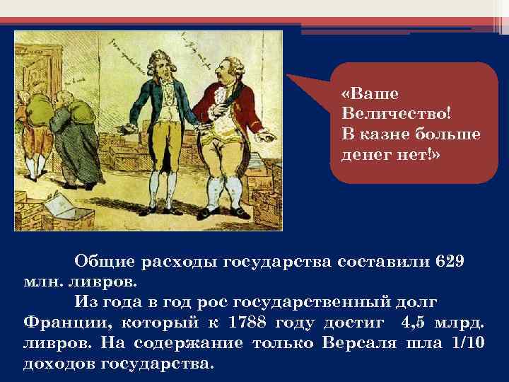  «Ваше Величество! В казне больше денег нет!» Общие расходы государства составили 629 млн.