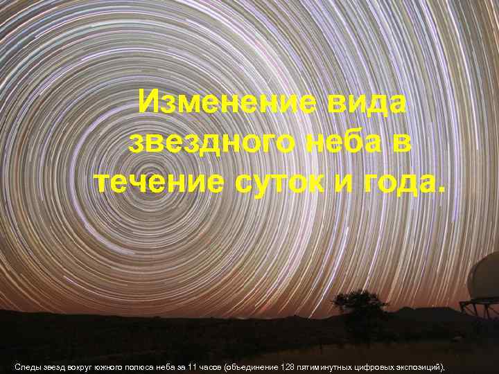 Изменение вида звездного неба в течение суток и года. Следы звезд вокруг южного полюса