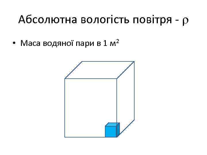 Абсолютна вологість повітря - • Маса водяної пари в 1 м 2 