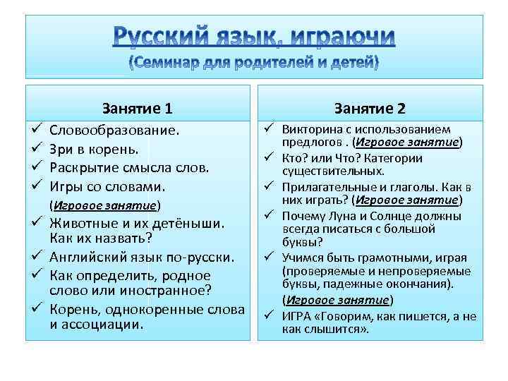 Занятие 1 ü ü Словообразование. Зри в корень. Раскрытие смысла слов. Игры со словами.