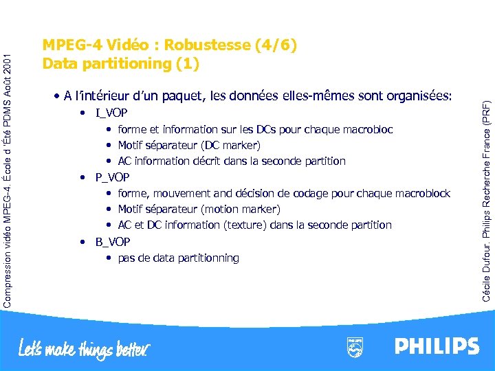  • I_VOP • forme et information sur les DCs pour chaque macrobloc •