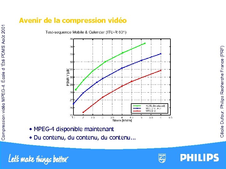  • MPEG-4 disponible maintenant • Du contenu, du contenu. . . Cécile Dufour.