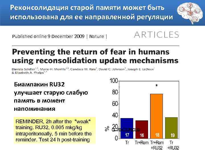 Реконсолидация старой памяти может быть использована для ее направленной регуляции Published online 9 December