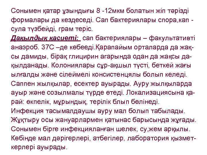 Сонымен қатар ұзындығы 8 -12 мкм болатын жіп тәрізді формалары да кездеседі. Сап бактериялары