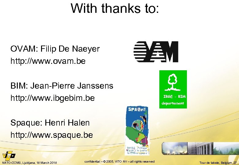 With thanks to: OVAM: Filip De Naeyer http: //www. ovam. be IBGE - BIM: