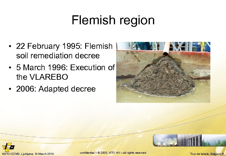 Flemish region • 22 February 1995: Flemish soil remediation decree • 5 March 1996: