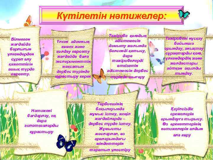 Күтілетін нәтижелер: Білмеген жағдайда барлығын үлкендерден сұрап алу қажеттігін ашық түрде көрсету. Үлкен адамның