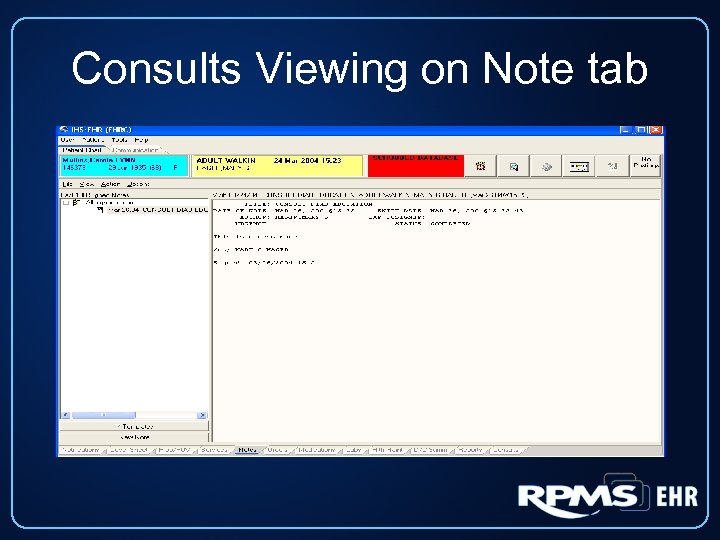 Consults Viewing on Note tab 