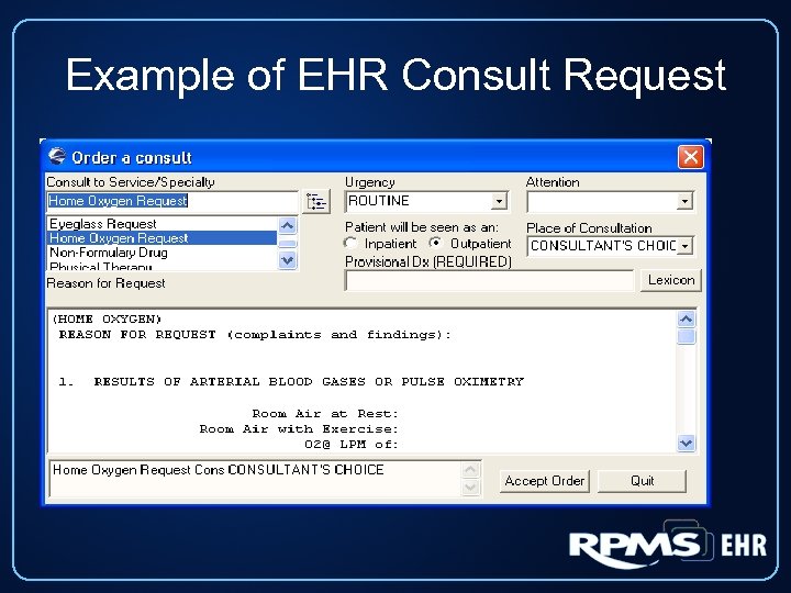 Example of EHR Consult Request 