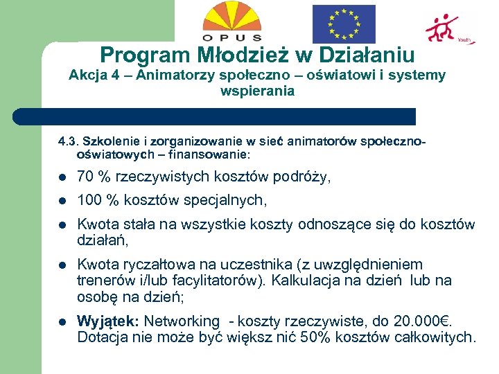 Program Młodzież w Działaniu Akcja 4 – Animatorzy społeczno – oświatowi i systemy wspierania