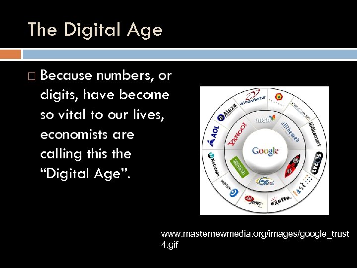 The Digital Age Because numbers, or digits, have become so vital to our lives,