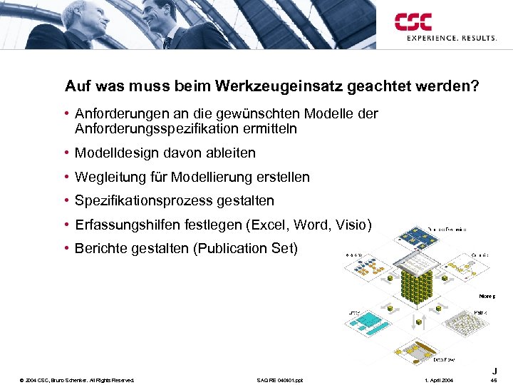 Auf was muss beim Werkzeugeinsatz geachtet werden? • Anforderungen an die gewünschten Modelle der