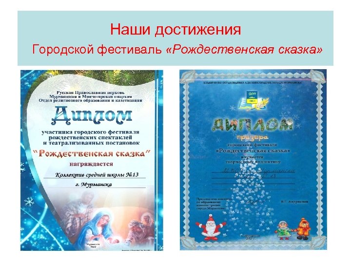 Наши достижения Городской фестиваль «Рождественская сказка» 