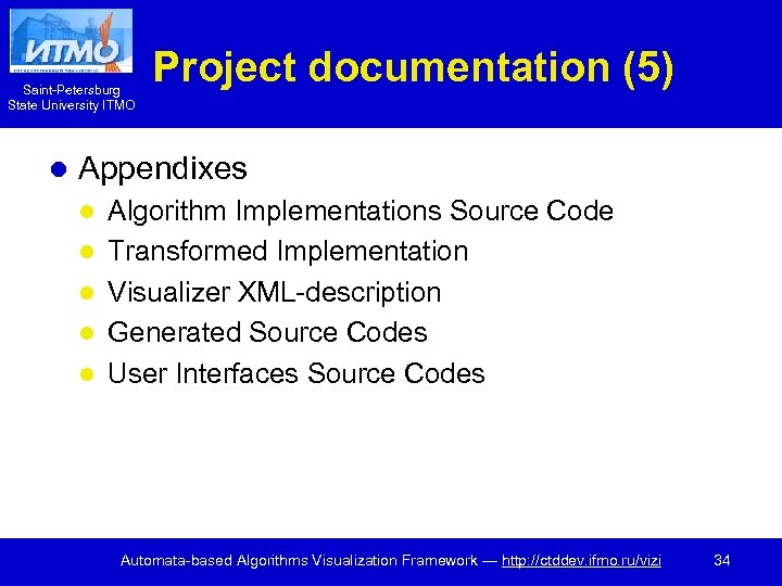 Saint-Petersburg State University ITMO l Project documentation (5) Appendixes l l l Algorithm Implementations