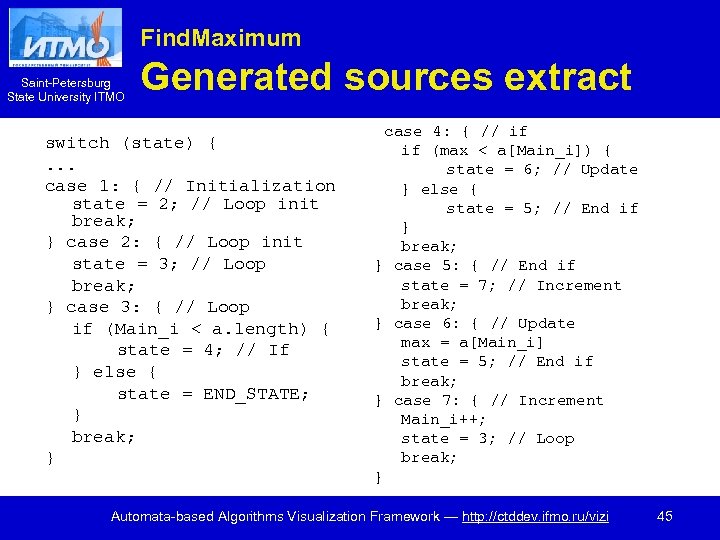 Find. Maximum Saint-Petersburg State University ITMO Generated sources extract switch (state) {. . .