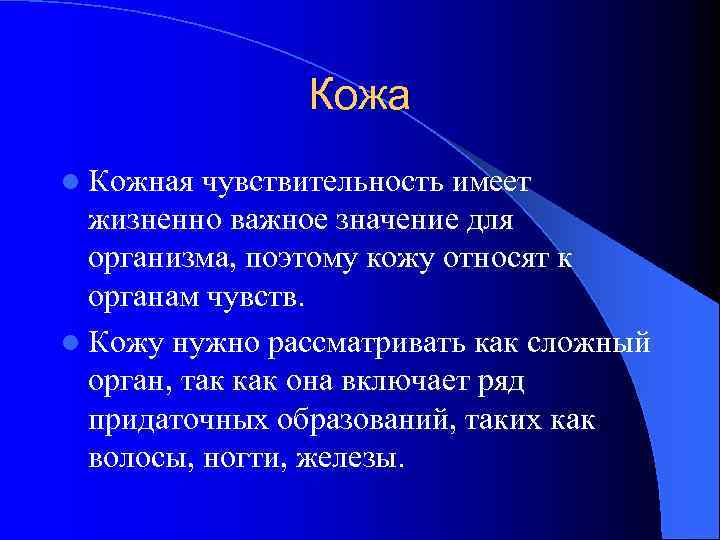 Кожа l Кожная чувствительность имеет жизненно важное значение для организма, поэтому кожу относят к