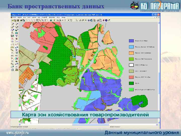 Банк пространственных данных Карта зон хозяйствования товаропроизводителей Данные муниципального уровня 