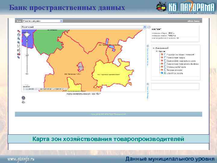 Банк пространственных данных Карта зон хозяйствования товаропроизводителей Данные муниципального уровня 