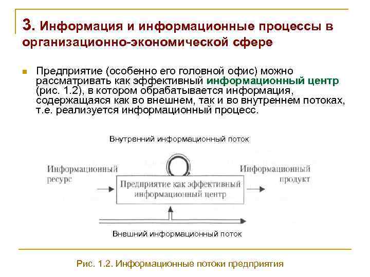 3. Информация и информационные процессы в организационно-экономической сфере n Предприятие (особенно его головной офис)