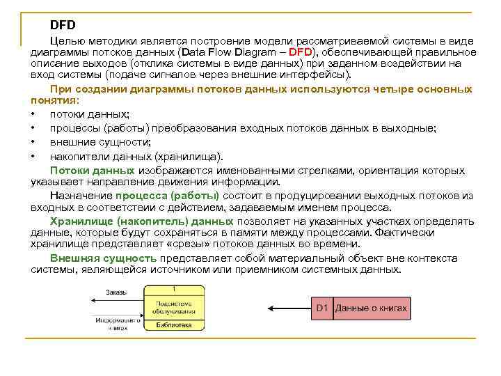 DFD Целью методики является построение модели рассматриваемой системы в виде диаграммы потоков данных (Data