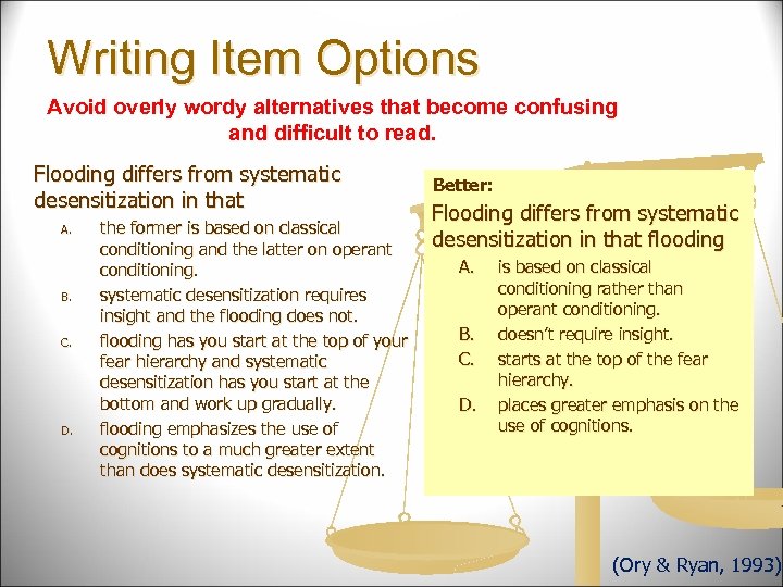 Writing Item Options Avoid overly wordy alternatives that become confusing and difficult to read.