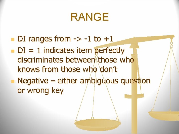 RANGE n n n DI ranges from -> -1 to +1 DI = 1