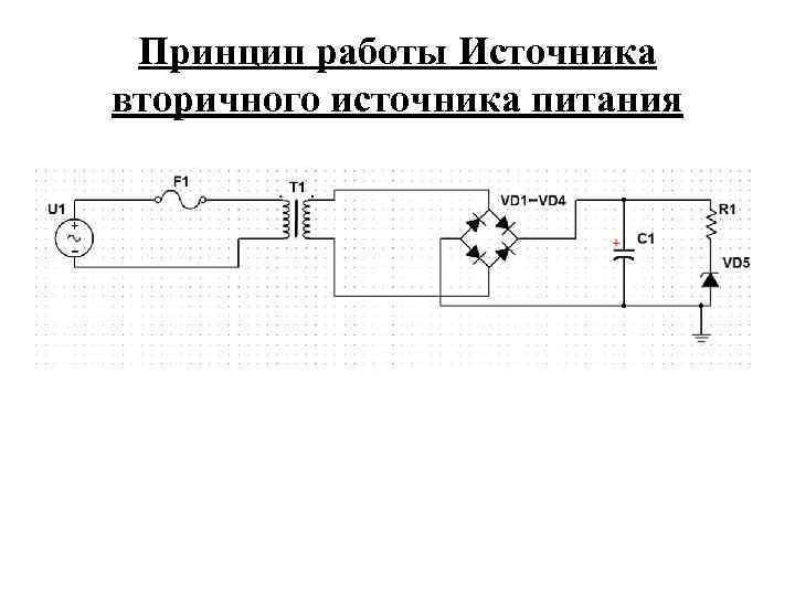 Принцип работы Источника вторичного источника питания • 