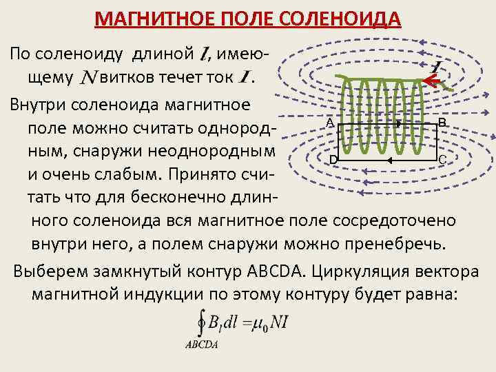 Как расположены магнитные полюсы соленоида по обмотке которого течет ток указанного на рисунке