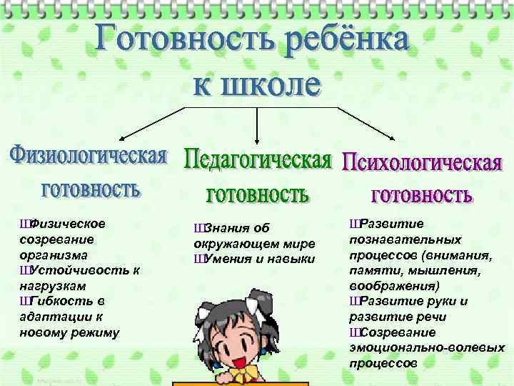 Ш Физическое созревание организма Ш Устойчивость к нагрузкам Ш Гибкость в адаптации к новому