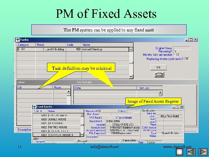 PM of Fixed Assets The PM system can be applied to any fixed asset