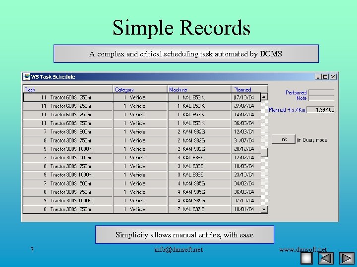 Simple Records A complex and critical scheduling task automated by DCMS Simplicity allows manual