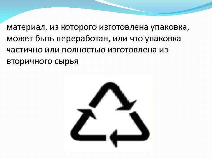 материал, из которого изготовлена упаковка, может быть переработан, или что упаковка частично или полностью