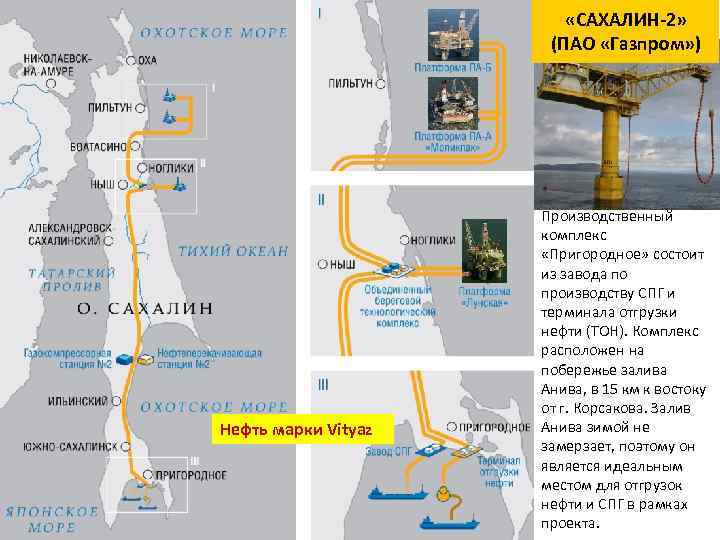  «САХАЛИН 2» (ПАО «Газпром» ) Нефть марки Vityaz Производственный комплекс «Пригородное» состоит из