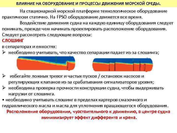 ВЛИЯНИЕ НА ОБОРУДОВАНИЕ И ПРОЦЕССЫ ДВИЖЕНИЯ МОРСКОЙ СРЕДЫ. На стационарной морской платформе технологическое оборудование