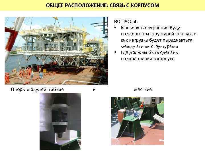 ОБЩЕЕ РАСПОЛОЖЕНИЕ: СВЯЗЬ С КОРПУСОМ ВОПРОСЫ: • Как верхние строения будут поддержаны структурой корпуса