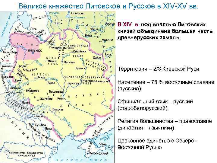 Великое княжество Литовское и Русское в XIV-XV вв. В XIV в. под властью Литовских