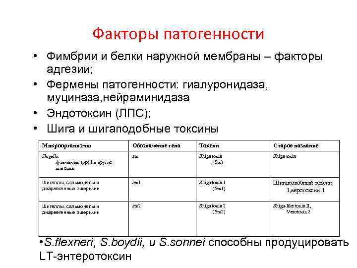 Факторы патогенности • Фимбрии и белки наружной мембраны – факторы адгезии; • Фермены патогенности: