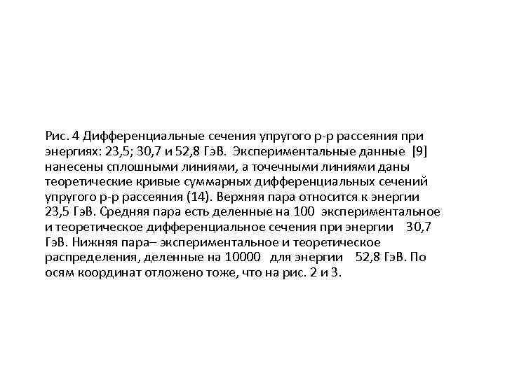 Рис. 4 Дифференциальные сечения упругого р-р рассеяния при энергиях: 23, 5; 30, 7 и