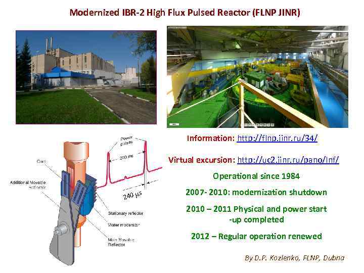Modernized IBR-2 High Flux Pulsed Reactor (FLNP JINR) Information: http: //flnp. jinr. ru/34/ Virtual