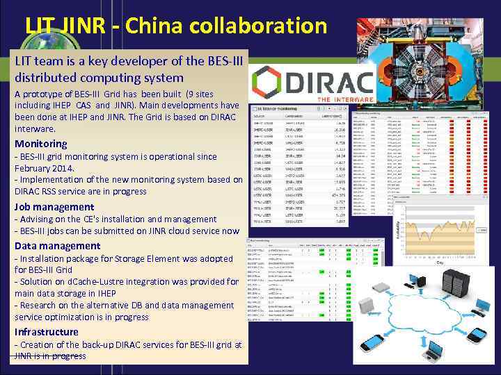 LIT JINR - China collaboration LIT team is a key developer of the BES-III